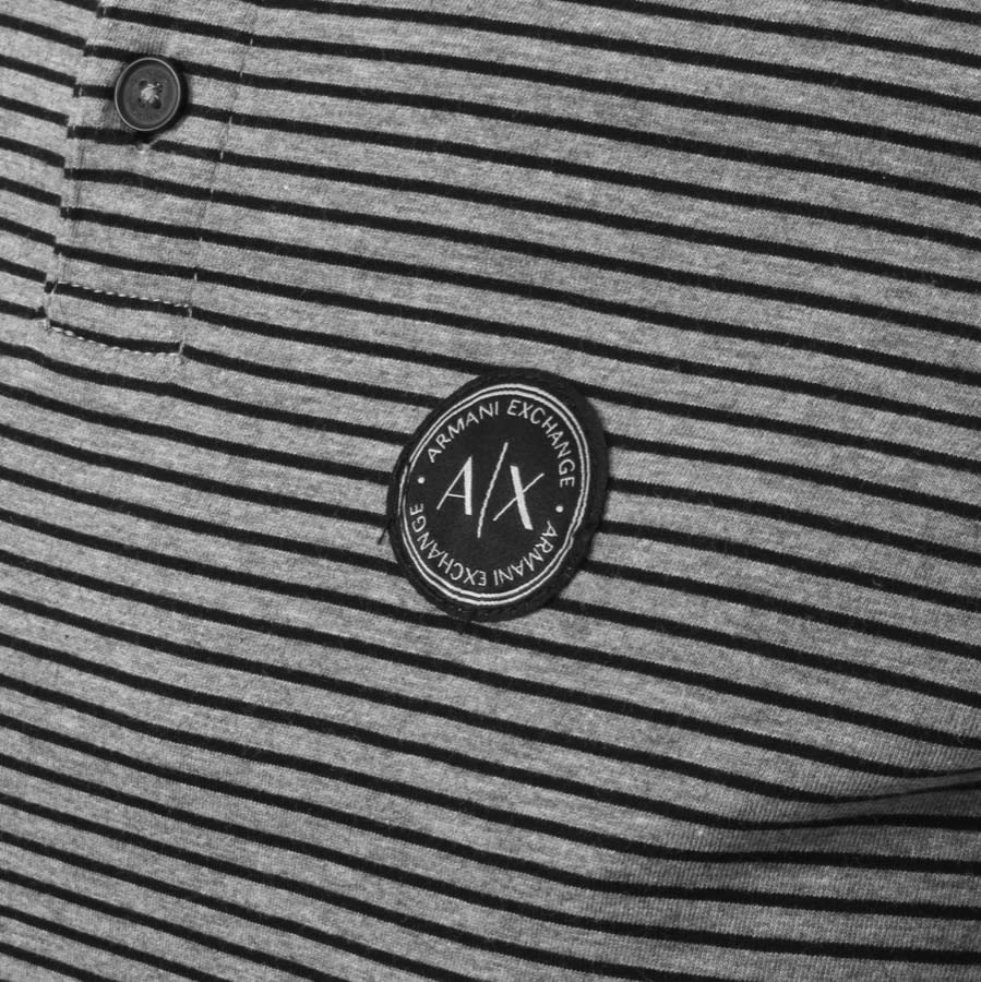 Alternative Image for ProductArmani Exchange Striped Logo Polo T Shirt Black3